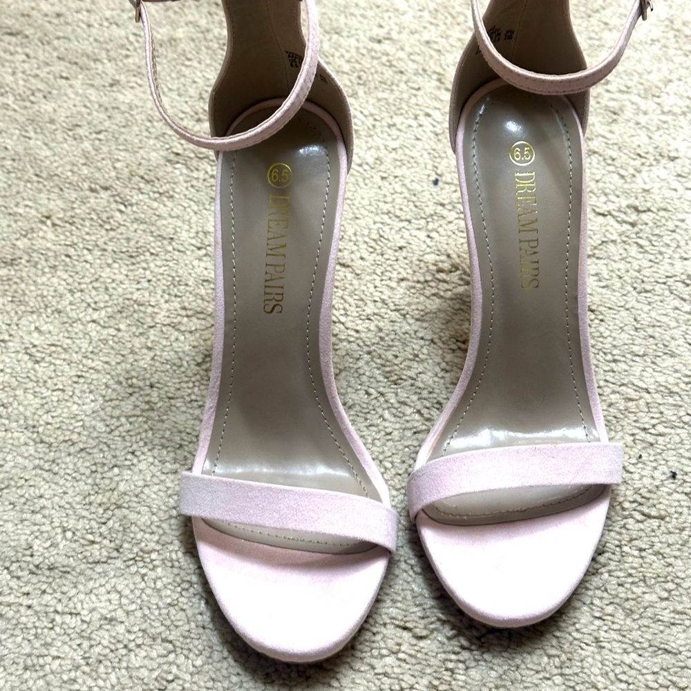 Dream Pairs Light Pink Heels with Ankle Strap